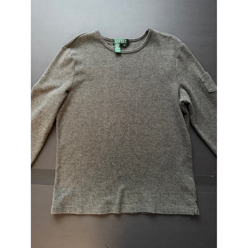 Lauren Ralph Lauren Womens M Gray 100% Cotton Crewneck Pullover Sweater LRL